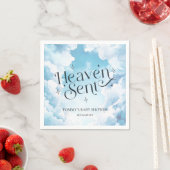 Heaven Sent Blue Clouds 名入れベビーシャワー スタンダードカクテルナプキン (インサイチュ)