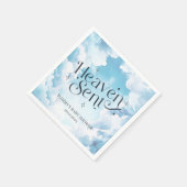 Heaven Sent Blue Clouds 名入れベビーシャワー スタンダードカクテルナプキン (角)