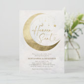 Heaven Sent Moon Gold White Sky Coed Baby Shower 招待状 (スタンド正面)