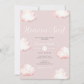  Heaven Sent Pink Cloud Baby Shower Invite 招待状 (正面)