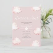  Heaven Sent Pink Cloud Baby Shower Invite 招待状 (スタンド正面)