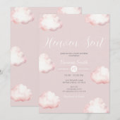  Heaven Sent Pink Cloud Baby Shower Invite 招待状 (正面/裏面)