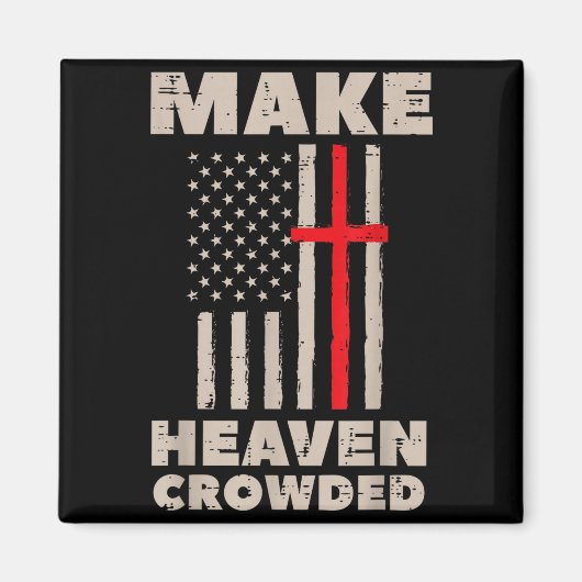 Heaven Us Flag Patriotic Christian Religious God J マグネット (正面)