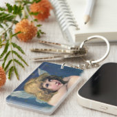Heavenly angel daydreaming on a cloud in the sky キーホルダー (正面右)