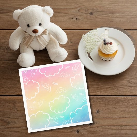 Heavenly Angel Halo Cloud Rainbow Napkins スタンダードカクテルナプキン