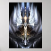 Heavenly Angel Wing Cross Fractal Art Composition ポスター (正面)