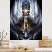 Heavenly Angel Wing Cross Fractal Art Poster ORG ポスター (キッチン)