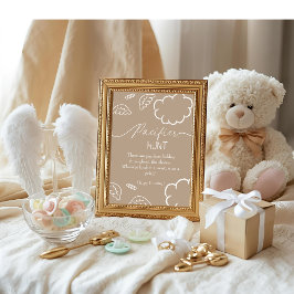 Heavenly baby shower beige Pacifier Hunt game 招待状