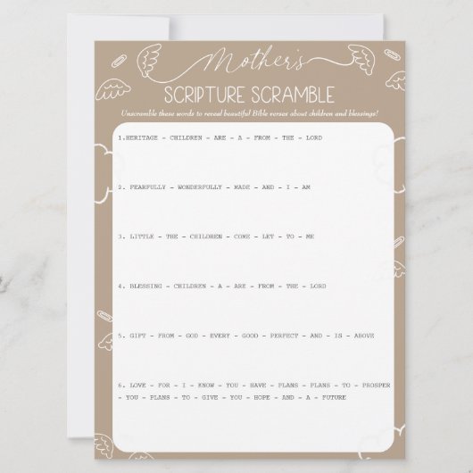 Heavenly Beige Mother's Scripture Scramble Game 招待状 (正面)