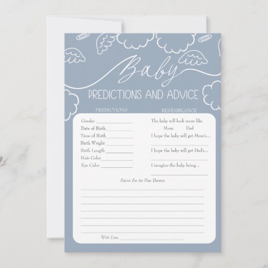 Heavenly Blue Baby Predictions & Advice Card 招待状 (正面)
