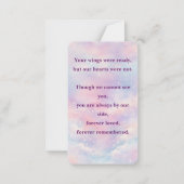 Heavenly Butterfly Memorial Prayer Card ノートカード (裏面)