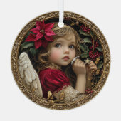 Heavenly Christmas Angel with Poinsettia and Holly ガラスオーナメント (裏面)