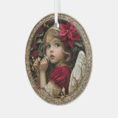 Heavenly Christmas Angel with Poinsettia and Holly ガラスオーナメント (正面左)