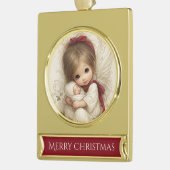 Heavenly Embrace – Angel & Child Christmas ゴールドプレートバナーオーナメント (左)