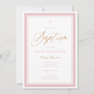 Heavenly Grace Baptism Invitation (Pink) 招待状