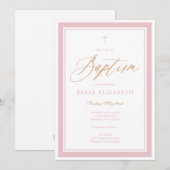 Heavenly Grace Baptism Invitation (Pink) 招待状 (正面/裏面)