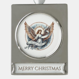 Heavenly Herald – Faith-Inspired Christmas Banner シルバープレートバナーオーナメント