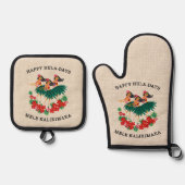 Heavenly Hula Holiday Hawaiian Hula Girls 鍋つかみ&鍋敷きセット (正面)