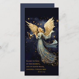 Heavenly Joy in Blue Angel Christmas Bookmark サンキューカード