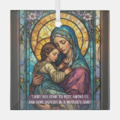 Heavenly Madonna & Child Catholic Christmas Quote ガラスオーナメント (正面)