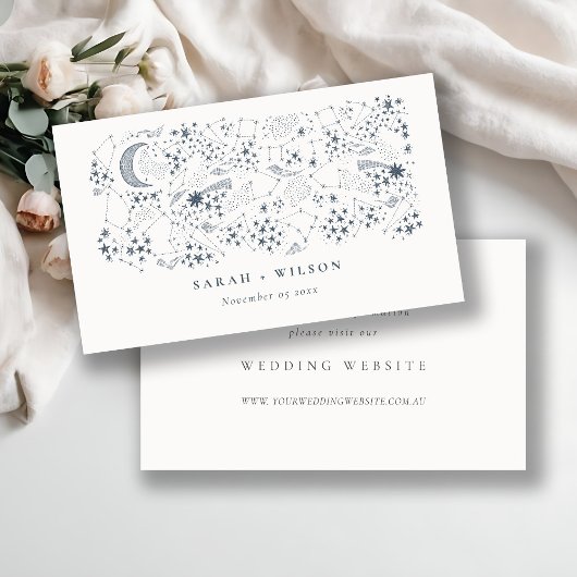 Heavenly Navy Starry Night Moon Wedding Website エンクロージャーカード
