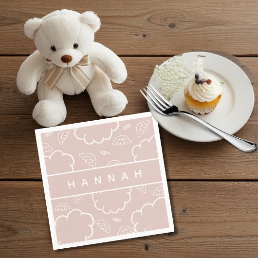 Heavenly Personalized Angel Halo Cloud  Pink   スタンダードカクテルナプキン