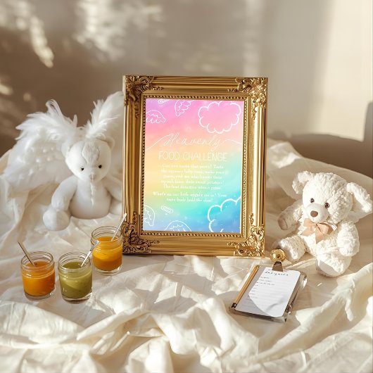 Heavenly Rainbow  Baby Food Challenge Game Sign 招待状