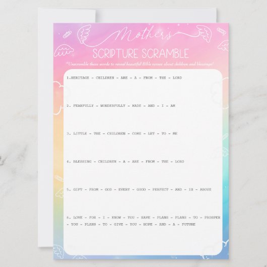 Heavenly Rainbow Mother's Scripture Scramble Game 招待状 (正面)