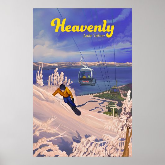 Heavenly Snowboarding Travel Poster ポスター (正面)