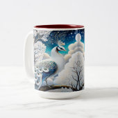 Heavenly White Peacock: パーソナライズされた Pet Photo on ツートーンマグカップ (正面左)