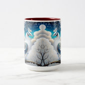 Heavenly White Peacock: パーソナライズされた Pet Photo on ツートーンマグカップ (中央)