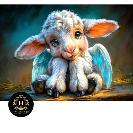 Heavenly Winged Baby Lamb Angel Decoupage 薄葉紙