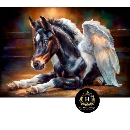 Heavenly Winged Black Foal Angel Decoupage 薄葉紙
