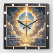 Heaven's Gate Golden Cross Radiant Revelation 21:4 スクエア壁時計 (正面)