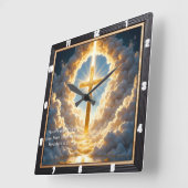 Heaven's Gate Golden Cross Radiant Revelation 21:4 スクエア壁時計 (傾斜)
