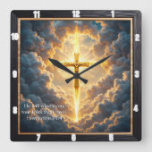 Heaven's Gate Golden Crucifix Jesus Revelation 21: スクエア壁時計 (正面)