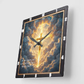 Heaven's Gate Golden Crucifix Jesus Revelation 21: スクエア壁時計 (傾斜)