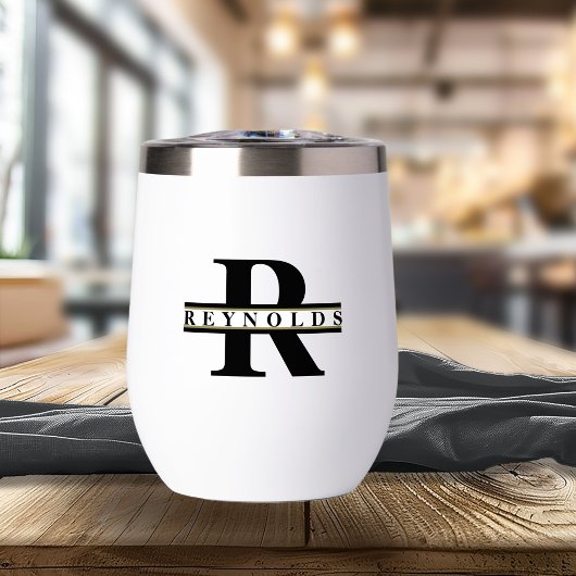 Heavy はっきりした Monogram and Name Black/金ゴールドID613