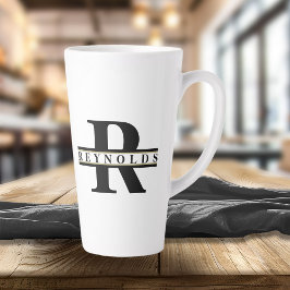 Heavy はっきりした Monogram and Name Black/金ゴールドID613 カフェラテマグ