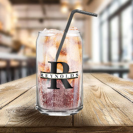 Heavy はっきりした Monogram and Name Black/金ゴールドID613 ガラス缶