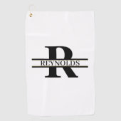 Heavy はっきりした Monogram and Name Black/金ゴールドID613 ゴルフタオル (正面)