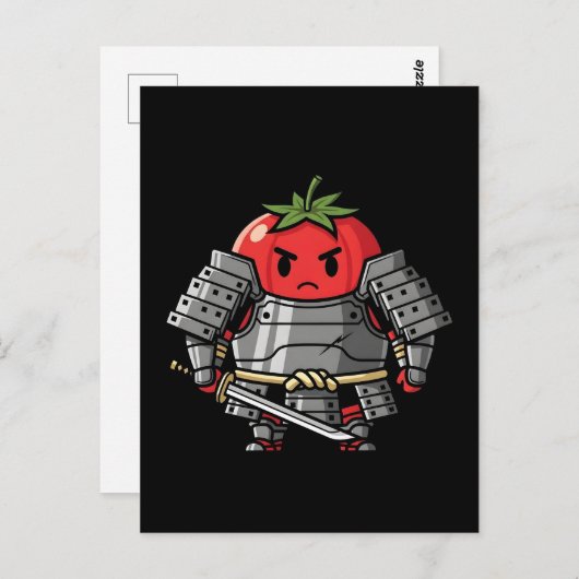 Heavy Armored Tomato Samurai Warrior Illustration ポストカード (正面/裏面)