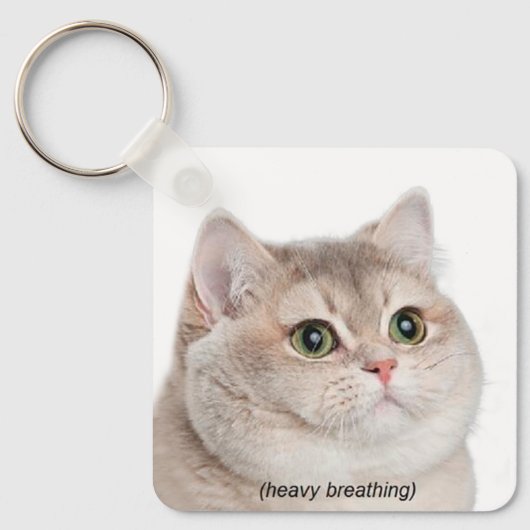 Heavy Breathing Cat Meme Double Sided Keychain キーホルダー (正面)