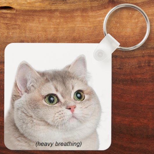 Heavy Breathing Cat Meme Double Sided Keychain キーホルダー (裏面)