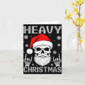 Heavy Christmas Skull Fans Rock Music Winter Holid カード (黄色い花)
