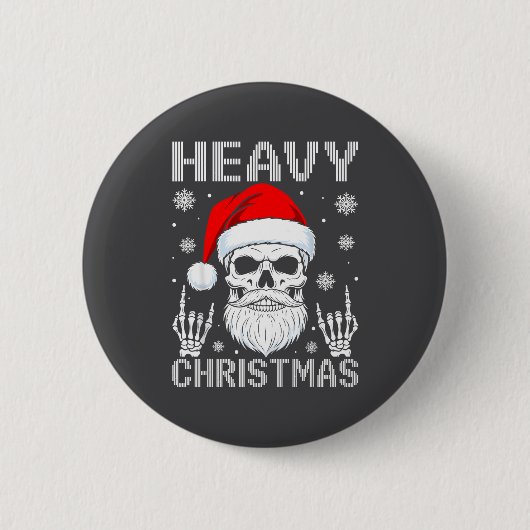 Heavy Christmas Skull Fans Rock Music Winter Holid 缶バッジ (正面)
