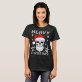 Heavy Christmas Skull Fans Rock Music Winter Holid Tシャツ (正面フル)