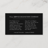 Heavy Equipment Excavation Operator Contractor 名刺 (裏面)