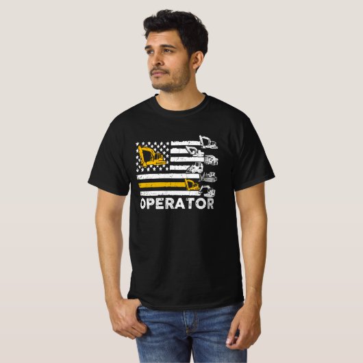 Heavy Equipment Operator Us Flag Tシャツ (正面フル)