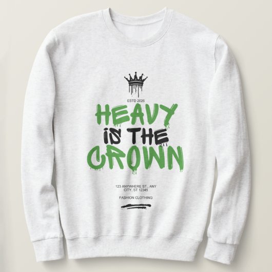 "Heavy Is the Crown" Black Men Graphic Sweatshirt スウェットシャツ (デザイン正面)